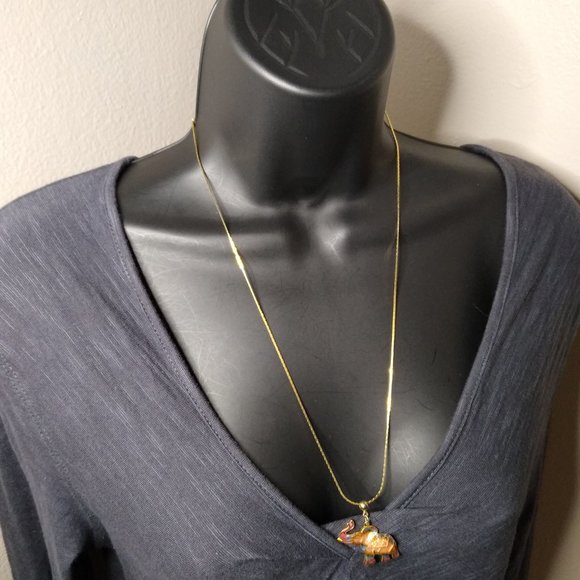 Pink And Blue Lucky Elephant Pendant Necklace 24 Inches - Picture 2 of 16